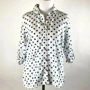 Karen Scott Petites top size M polkadot tab sleeve